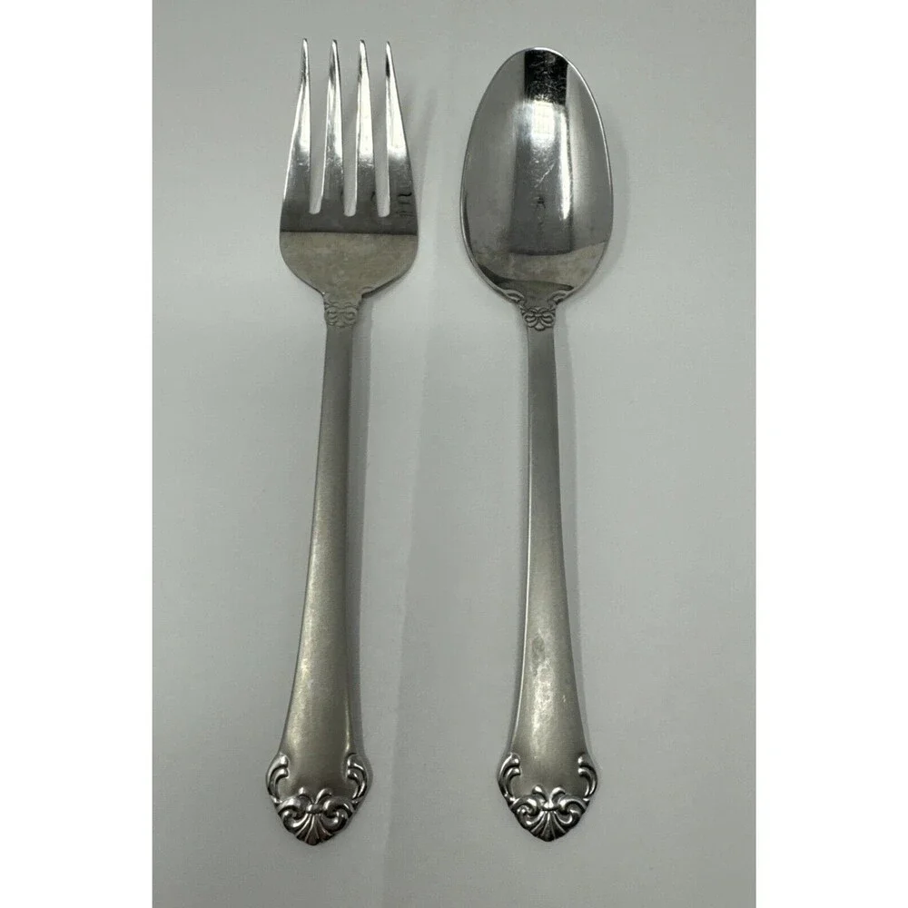 2pc Serving Pierced Fork & Serving Spoon Oneida PRINCETON 18/10 Stainless LOT 2